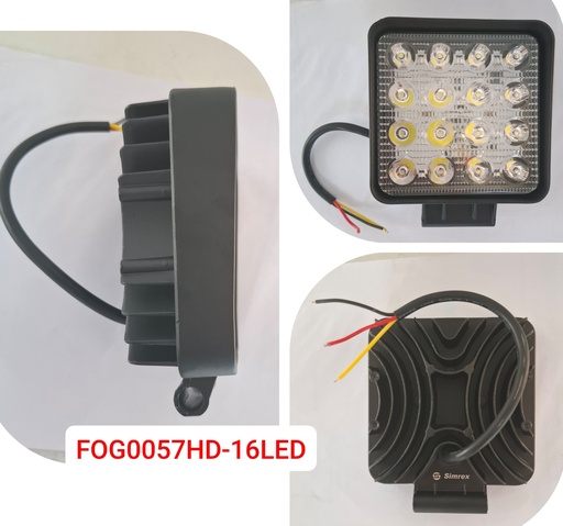 [FOG0057HD-16LED] FOG0057HD-16LED  - H.D 16LED SQUARE LIGHT 12-80V WATERPROOF 