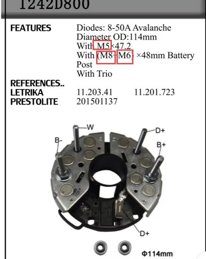 [REC2845R] REC2845R-LEY BSH TYPE 114MM 4 BOLT 8-50A RECTIFIER PLATE